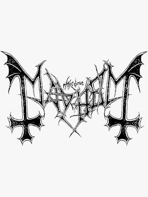 . Black and white vinyl sticker, 5 inches wide. Perfect for fans of extreme metal#metallicfonts #metallicdesign #metalliclettering #metalliccalligraphy #metallicart Mayhem Band, Metal Logo Design, Metal Drawing, Metal Band Logos, Metal Font, Metal Tattoo, Extreme Metal, Tattoo Font, Band Logo