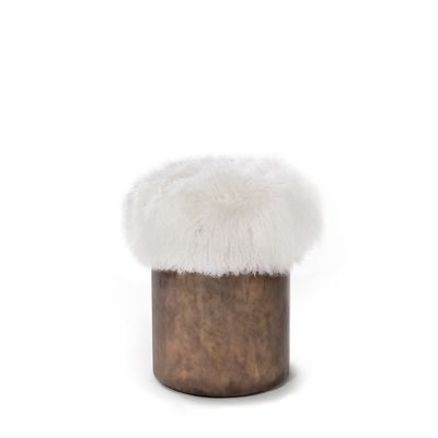 ALL PRODUCTS InsidherLand by Joana Santos Barbosa Fur Stool, Mongolian Fur, Mongolian Lamb, Oxidized Brass, Wood Stool, Stool Design, Composers, Organic Form, Luxury Decor