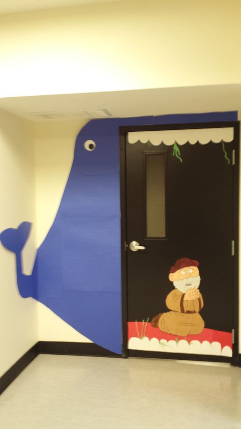 Jonah and the Whale Jonah And The Whale Decorations For Vbs, Jonah And The Whale Bulletin Board, Jonah And The Whale Preschool, Easy Jonah And The Whale Craft, Preschool Jonah And The Whale Activities, Class Bulletin Boards, Psalms 91, Whale Decor, Jonah And The Whale