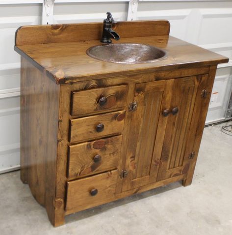 Rustic Bathroom Vanity 42 Farmhouse Bathroom Vanity | Etsy Diy Sink Vanity, Rustic Sinks, 42 Inch Bathroom Vanity, Vintage Farmhouse Bathroom, Rustic Bathroom Vanity, Canton Tx, Farmhouse Bathroom Sink, Rustic Sink, Bathroom Vanity Remodel