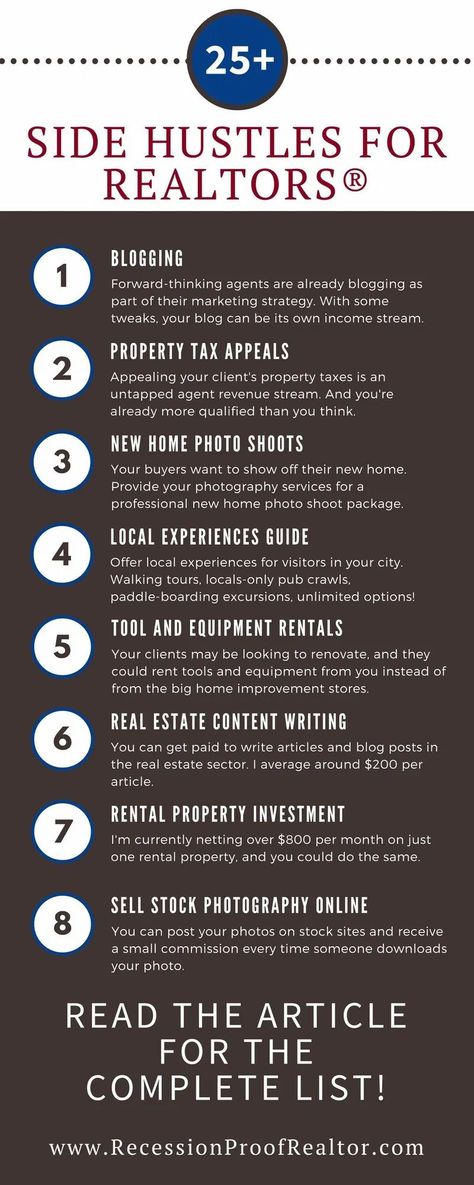 Impressive list of over 25 ways to make money as a real estate agent Real Estate Business Plan, Becoming A Realtor, Real Estate Infographic, Real Estate Training, Getting Into Real Estate, Real Estate Agent Marketing, Real Estate Education, Real Estate Career, Real Estate Advice