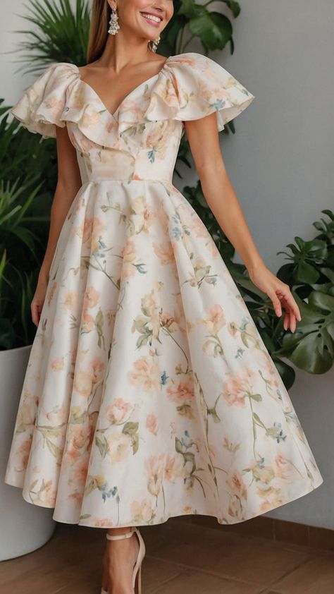 Discover the epitome of elegance with this stunning floral dress Perfect for a long classy midi long sleeve long wedding long summer long evening long formal occasion Be the epitome of wedding guest chic with this short classy outfit for women Short Classy Outfit, Formal Frocks For Women, Elegant Midi Dress Classy, Wedding Guest Chic, Floral Dress Ideas, Frock Models, Midi Gown, Short Frocks, Modest Girly Outfits