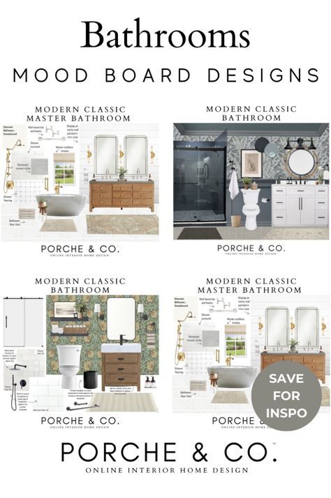 Bathroom Mood Board Inspiration, Classic Bathroom Remodel, Modern Classic Bathroom Design, Bathroom Design Board, Modern Classic Bathroom, Bathroom Mood Board, Traditional Modern Bathroom, Classic Bathroom Design, Tile Options