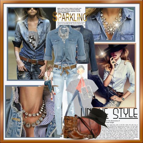 Denim & Diamonds by elegancerules on Polyvore featuring Red Herring, T By… Blue Jeans And Bling Party Outfit, Jeans And Diamonds Theme, Denim Diamonds Theme Outfit Party, Diamond Studded Denim Shirt Outfit, Denim Outfit Party, Denim On Denim Outfit 90s, Denim Diamonds Theme Outfit, Denim And Diamonds Outfit, 60th Birthday Denim And Diamonds