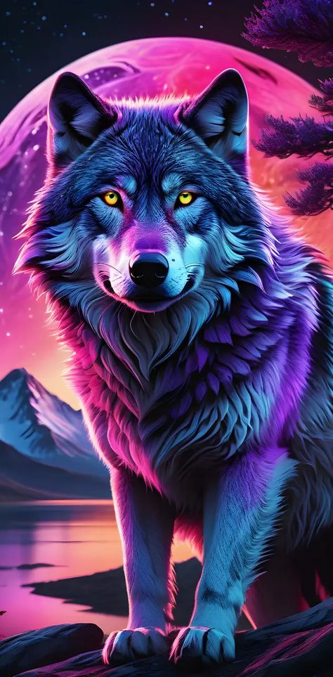 Wolf Pictures Wolves Art, Wolf Moon Wallpaper, Lone Wolf Wallpaper, Fantasy Wolves, Wolf Drawings, Cute Wolf Drawings, Batman Pictures, Fantasy Wolf, Wolf Photos