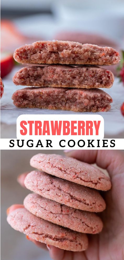 Healthy Strawberry Cookies, Strawberry Sugar Cookie Recipe, Lifestyle Of A Foodie, Strawberry Sugar Cookies, Mexican Cookies, Strawberry Sugar, Basic Cookies, Strawberry Powder, Fruit Cookies