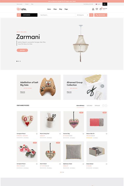 Kate - Handmade WooCommerce Theme, #Ad #Handmade #Kate #Theme #WooCommerce Shopify Theme Templates Free, Online Store Design, Cloth Brand, Simple Menu, Ecommerce Web Design, Product Catalogue, Online Shop Design, Ecommerce Web, Brand Website