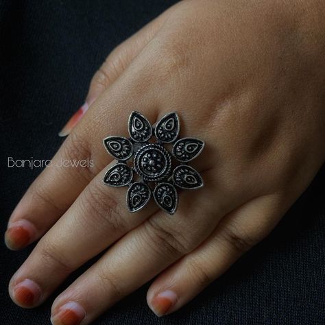 Banjara Jewels on Instagram: “We are back with a new collections of rings . SHOP NOW! . . . #oxidisedjewellery #rings #germansilverjewellery #ring #navratri…” Oxidised Jewellery, Floral Rings, Silver Jewelry, Shop Now, Ring, Floral, On Instagram, Instagram