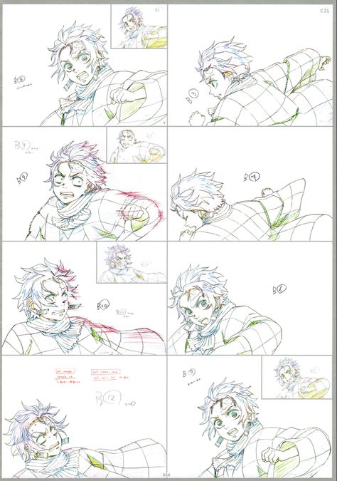 Demon Slayer Storyboard, Anime Animation Frames, Kny Reference, Key Animation, Frame Animation, Animation Process, Key Frame, Storyboard Illustration, Animation Storyboard