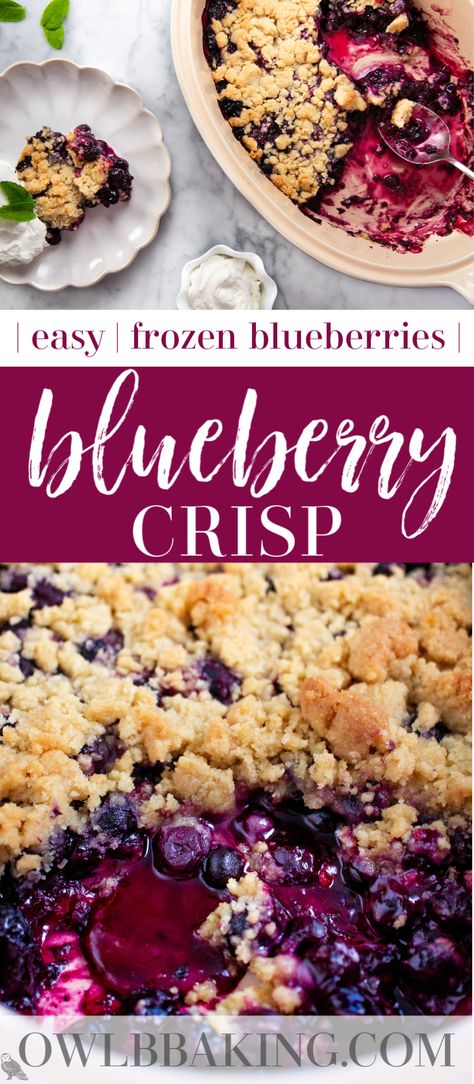 Best Blueberry Crisp, Frozen Blueberry Recipes, Blueberry Crisp Recipe, Blueberry Desserts Recipes, Pear Crisp, Cheesecake Oreo, Blueberry Crisp, Blueberry Topping, Fruit Crisp