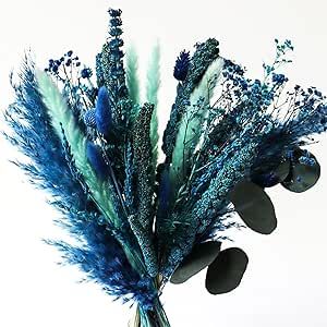 Acfruits Blue Natural Dried Pampas Grass Bouquet, 17 Inch Blush Blue Pampas Grass Decor Dried Flower Arrangement for Home Wedding Decoration Blue Pampas, Blue Flowers Bouquet, Grass Bouquet, Pampas Grass Bouquet, Vase Display, Unique Flower Arrangements, Dried Pampas, Grass Decor, Pampas Grass Decor