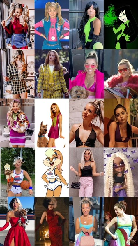 Iconic Women’s Halloween Costumes, Squad Costumes Halloween, Interesting Halloween Costumes For Women, 2000s Halloween Costumes Women, Black Romper Costume Ideas, Y2k Movie Costume, Cute Womens Costumes, Girlboss Halloween Costume, Y2k Costume Party