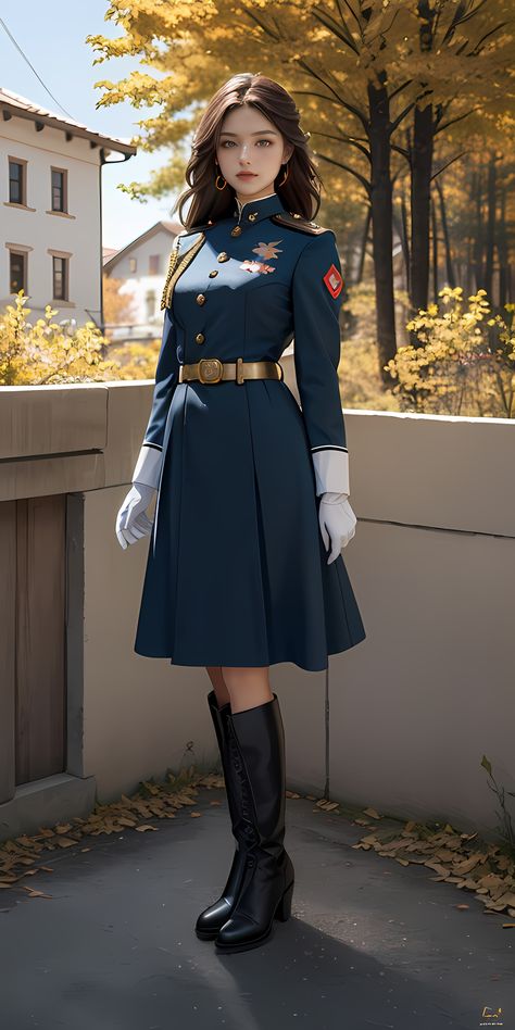 Army Inspired Outfit, Fantasy Uniforms, Military Uniform Design, Military Uniform Female, Female Uniform, Women's Military Uniform, Marine Outfit, Chinese Fancy Dress, Army Dress