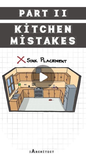 2.5M views · 79K likes | iArchitect - Architecture & Design on Instagram: "Kitchen Mistakes Part -II Sink placement mistakes to avoid.  1. No counter space between sink and stove 2. Placing sink and dishwasher too apart  3. Not enough counter space beside the kitchen . . . . #architects #sinkdesign #architecturestudent #interiordesign #interiordesigner #kitchendesign #kitchendecor #kitchenhack #kitchenlayout #sink #sinkplacement #homedesign #homestyle #home" Kitchen Stove Next To Sink, Kitchen Sink Beside Stove, Sink At End Of Kitchen Counter, Kitchens With 2 Sinks, Extra Sink In Kitchen, Stove And Sink On Same Wall Layout, Sink Facing Wall Kitchen, Stove Refrigerator Sink Same Wall, Stove At The End Of Counter Run