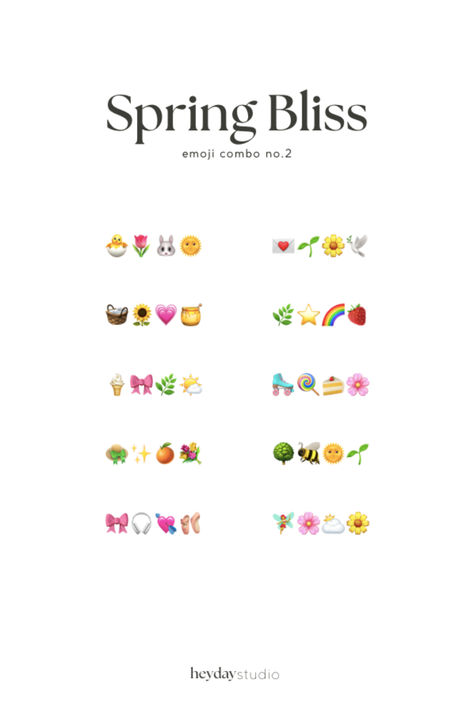 Spring inspired emoji combo Earthy Emoji Combinations, Lover Emoji Combo, Easter Emoji Combinations, Farm Emoji Combos, Eid Emoji Combos, Insta Emoji Combinations, Brunch Emoji Combo, Fun Emoji Combinations, Flower Emoji Combinations