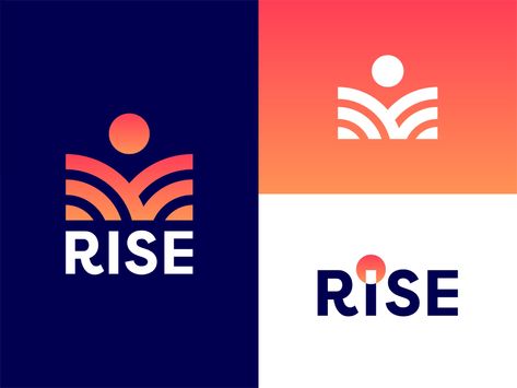 Rise Logo Concept by Nick Budrewicz on Dribbble Rising Logo Design, Hr Company Logo, Rise Up Logo, Rise Logo Design, New Beginning Symbol, Rising Sun Logo, Bh Logo, Mic Logo, Sunrise Logo