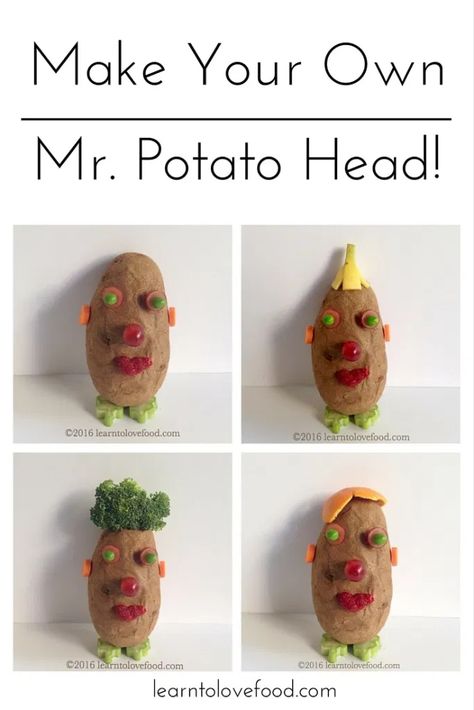 Make Your Own Mr. Potato Head! - Learn To Love Food Potato Decorations, Mr Potato Head Craft, Potato Head Craft, Me Potato Head, Potato Activities, Potato Carving, Ag Club, Potato People, Potato Party