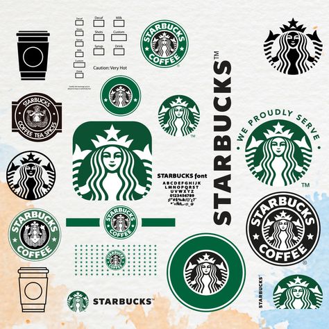 Starbucks Aesthetic Stickers Printable, Starbucks Logo Printable, Starbucks Cafe, Starbucks Stickers, Starbucks Svg, Coffee Logo Design Ideas, Starbucks Crafts, Starbucks Party, Starbucks Design