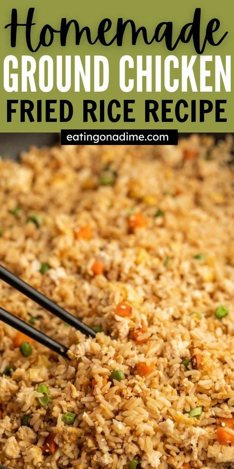 Ground Chicken Fried Rice, Homemade Ground Chicken, Rice Variations, Ground Chicken Recipes Easy, Microwave Chicken Recipes, Ground Chicken Casserole, Ground Chicken Recipes Healthy, Vegetarian Rice Dishes, Chicken Fried Rice Recipe Easy