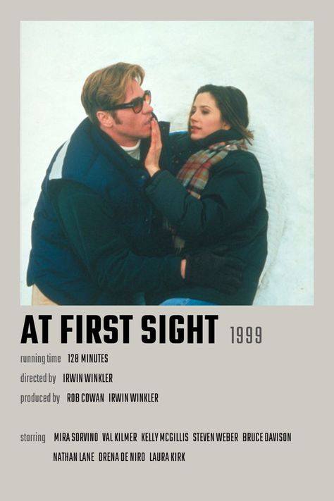 At First Sight Movie Poster Out Of Sight Movie, At First Sight Movie, Kelly Mcgillis, Mira Sorvino, Girly Movies, Val Kilmer, Running Time, Motion Picture, Movie Poster