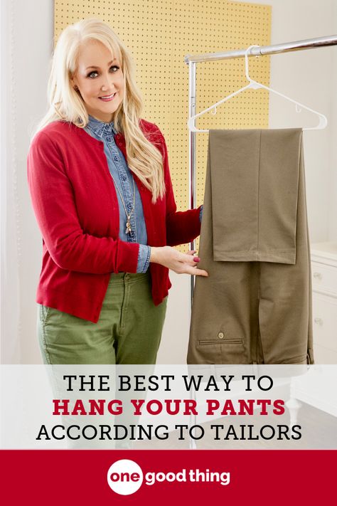 How To Hang Dress Pants In Closet, Folding Pants On Hanger, Best Way To Hang Dress Pants, Best Way To Hang Pants In Closet, How To Hang Trousers, How To Hang Dress Pants, Pants Hanger Hack, How To Hang Pants In Closet, How To Store Pants In Closet