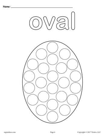 FREE Oval Do-A-Dot Printable Oval Coloring Page, Shape Worksheet, Shape Coloring Pages, Q Tip Painting, Dot Worksheets, Shapes Preschool, Do A Dot, Shapes Worksheets, Daycare Activities