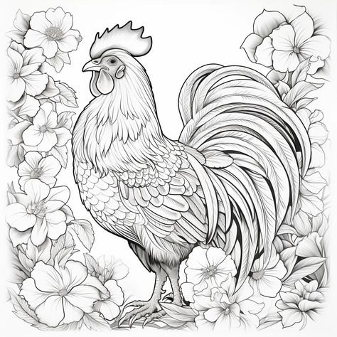 Free Coloring Page of Funky Chickens Roosters for Adults and Kids – Bujo Art Shop Christmas Traceables, Chicken Coloring Pages Free Printable, Adult Coloring Book Pages Free Printable, Rooster Coloring Pages, Funky Chickens, Free Animal Coloring Pages, Cozy Animals, Coloring Pages Animals, Colouring Pages For Adults