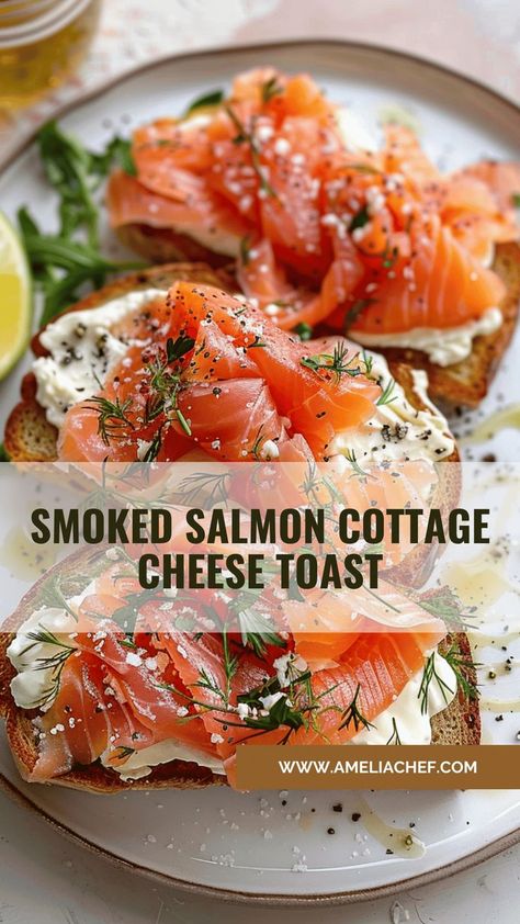 Avocado Toast With Cottage Cheese, Cottage Cheese And Avocado, Cottage Cheese Savory, Salmon Cottage Cheese, Breakfast Salmon, Cottage Cheese Toast, Whole Grain Toast, Cheese Toast Recipe, Cheese Bowl