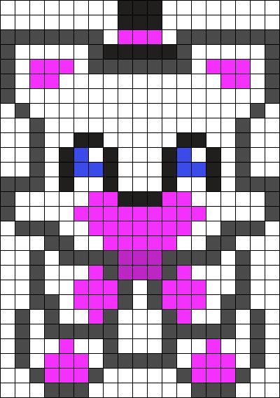 Cod Perler Beads, Fnaf Perler Beads Pattern, Fnaf Pixel Art Grid, Fnaf Pixel Art, Pixel Art Fnaf, Funtime Freddy, Freddy Plush, Easy Pixel Art, Pixel Drawing