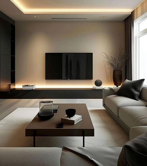 Simple And Elegant Living Room Ideas, Minimalist Tv Wall Design Living Rooms, Tv Wall Design Minimalist, Minimalist Interior Design Living Room, Minimalist Living Room Ideas, Ruang Tv, Modern Apartment Living Room, Minimal Living Room, Clean Homes