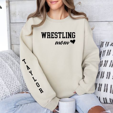 Wrestling Mom Shirts, Wrestling Shirt, Mom Crewneck, Wrestling Shirts, Wrestling Mom, Mom Sweater, Sports Mom, Cricut Ideas, Matching Outfits