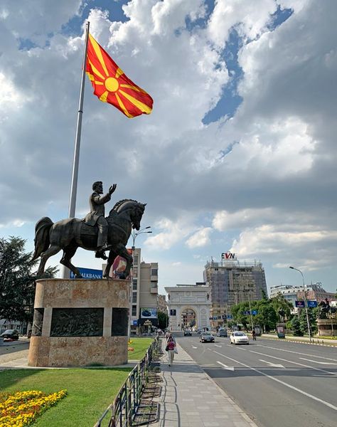 North Macedonia Flag, North Macedonia Skopje, Macedonian Flag, Skopje Aesthetic, North Macedonia Aesthetic, Macedonia Aesthetic, Skopje Macedonia, North Macedonia, Russia Landscape