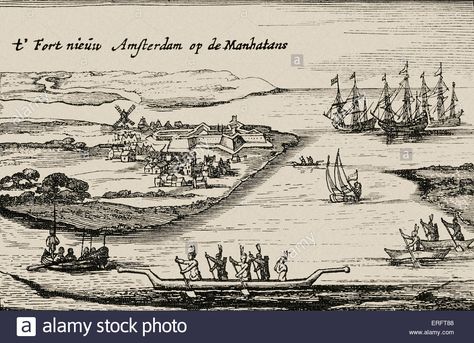 New Amsterdam - view of the Dutch colonial settlement that later Stock Photo, Royalty Free Image: 83326888 - Alamy Fort Ticonderoga, Treaty Of Paris, Dutch Heritage, Newyork Manhattan, Nyc History, Dutch Colonial, Colonial America, New Amsterdam, Lower Manhattan