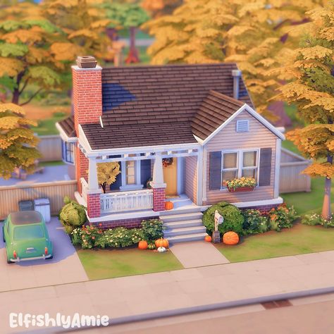 #eapartner | Cozy Autumn Home 🍂 👉Watch the speed build on my YouTube, Link in bio I am back with an autumn themed build! With the weather starting to get cooler I was inspired to create a cozy fall home in San Sequoia 😊 Build Details: 🏡 20x30 🛏️ 1 Bedroom 🚽 1 Bathroom 📍San Sequoia ✅ No CC 🌸 Gallery Id: elfishlyamie 👀 Disclaimer: Thank you to the EA Creator Network, I do receive free codes and early access to The Sims 4. All of my opinions are my own. #sims4 #ts4 #thesims4 #nocc #sims #sim... Sims 4 Townie Ideas, The Sims Tiny House Ideas, Sims 4 Rv Build, Sims 4 Daisy Hovel Renovation, Sims 4 Build Plans, Sims 4 San Sequoia Build, The Sims 4 Starter Home, Sims 4 Fall House, Cozy House Sims 4