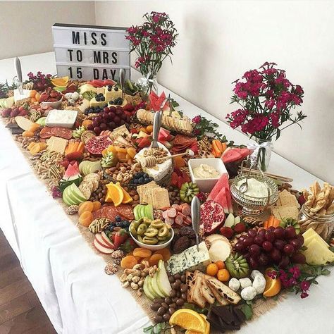 table size fruit + cheese buffet Grazing table ideas and inspiration. Setting up a grazing table How to. Cheese Table, Sweet 17, Party Platter, Antipasto Platter, Halloween Fest, Fruit Display, Edible Crafts, Grazing Table, Cheese Party