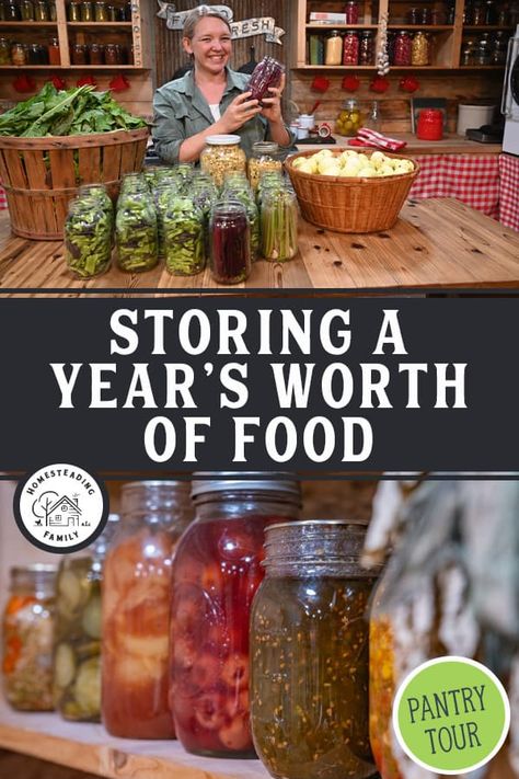 You asked, and we're finally giving you a pantry tour to show you how we store a year's worth of food for our large family of 12. It may not be perfect, but that's not stopping us, and we're continually making improvements and adjustments. We hope some of our long-term storage tips come in handy for your own food storage solutions. Pantry Tour, Growing Onions From Seed, Storing Food Long Term, Food Storage Rooms, Harvest Storage, Food Canning, Potato Storage, Harvest Kitchen, How To Store Potatoes