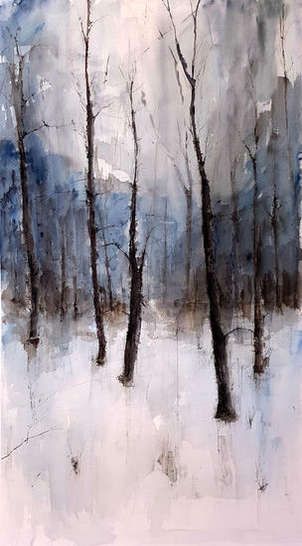 bosque nevado Watercolor Impressionism, Abstract Wall Art Painting, Tree Watercolor Painting, Abstract Tree Painting, Tree Watercolor, Abstract Watercolor Landscape, Snow Pictures, Winter Watercolor, Winter Painting