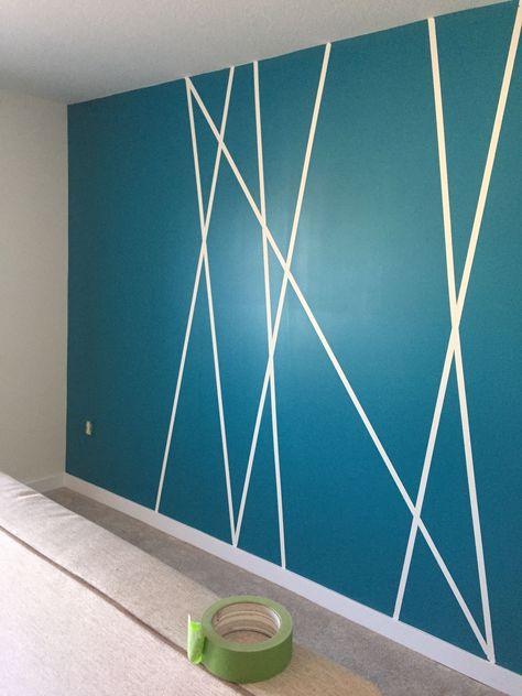 Wall Paint Patterns, Wall Painting Ideas, Tape Wall, Diy Wall Painting, Room Wall Painting, Diy Accent Wall, Bedroom Wall Designs, Bedroom Wall Paint, Kids Interior Room