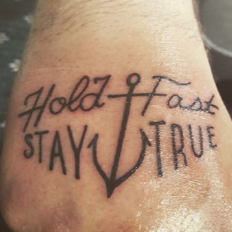 Hold Fast ⚓️ Stay True  Hand Tattoo  Anchor Tattoo Hold Fast Stay True Tattoo, August Tattoos, Hold Fast Tattoo, Stay True Tattoo, Anchor Tattoo Meaning, Tattoo Anchor, Hand Tattoo Images, Heart Letters, Tattoo Board