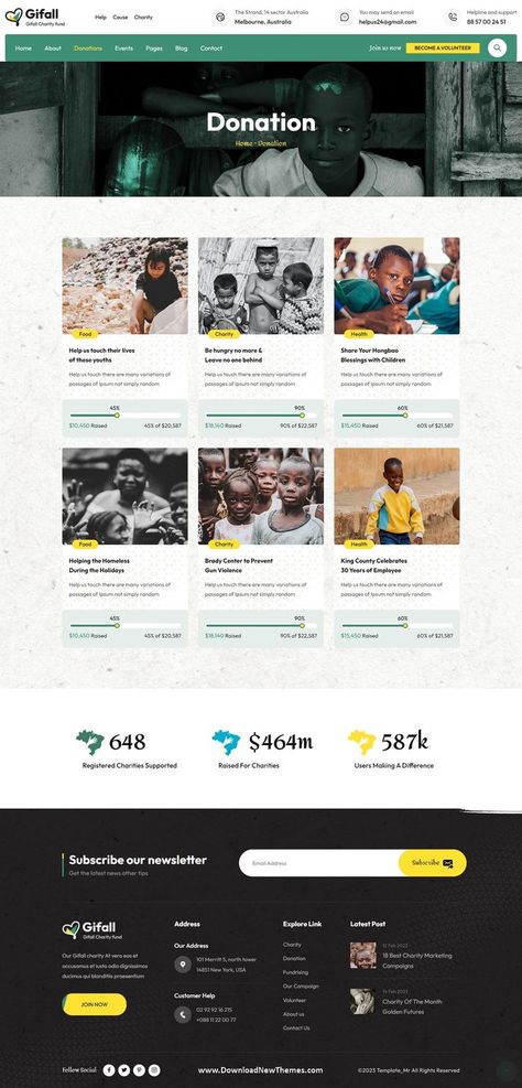 Gifall - Charity Non Profit HTML Template Nonprofit Website Design, Nonprofit Website, Social Causes, Church Fundraisers, Charity Fund, Charity Organizations, Social Cause, Homepage Layout, Donate Now