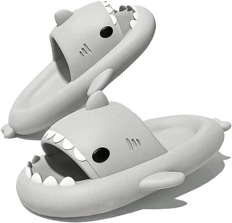 Sole MaterialEthylene Vinyl Acetate, Rubber Outer MaterialNatural Rubber Closure TypePull-On Shark Mouth Open, Cute Cartoon Shark, Shark Slides, Cartoon Shark, Cute Slides, Shark Slippers, Shower Shoes, Slides For Women, Cute Shark