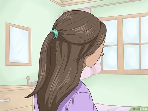 Half opgestoken kapsels maken - wikiHow Messy Half Bun, Half Up Braids, Long Hair 50, Double French Braids, Half Up Wedding, Half Bun, Clear Hair, Half Ponytail, French Braids