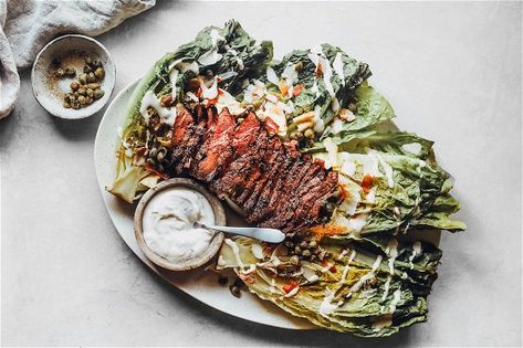 Grilled Romaine, Parmesan Crisps, Flat Iron Steak, The Butcher, Cracked Pepper, Best Steak, Pickle Relish, Grilled Steak, Caesar Salad