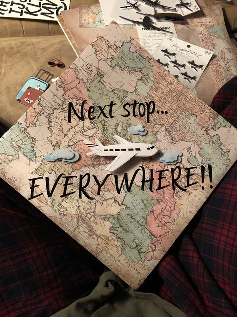 On To The Next Adventure, Flight School Graduation, Flight School Graduation Party, Flight Attendant Graduation, Flight Attendant Party Decorations, Flight Attendant Graduation Party, Airplane Graduation Cap, Graduation Cap Designs Pilot, Graduation Cap Designs Travel