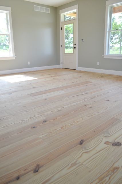 Yellow pine floors finished with tung oil Yellow Pine Floors, Farmhouse Trim, Wood Floor Finishes, Molding Ideas, Pine Wood Flooring, Flip House, Southern Yellow Pine, Plywood Flooring, Wood Floors Wide Plank