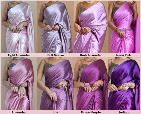 Brides Saree, Bridesmaids Saree, Saree Bridesmaid, Wedding Wear Saree, Satin Silk Saree, Purple Bridesmaid Dress, Bridesmaid Satin, Bridesmaid Saree, Simple Frocks