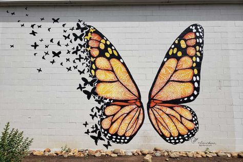 Smoky Mountains Vacation - Gatlinburg, Pigeon Forge, Sevierville Wing Mural, Butterfly Mural, Mountains Vacation, Selfie Wall, Garden Mural, Sevierville Tn, School Murals, Wall Painting Decor, Murals Street Art