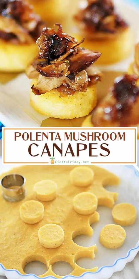 Mushroom Canapes, Polenta Mushroom, Hearty Appetizers, Canapes Recipes, Party Food Appetizers, Food Platters, Polenta, Yummy Appetizers, Finger Food