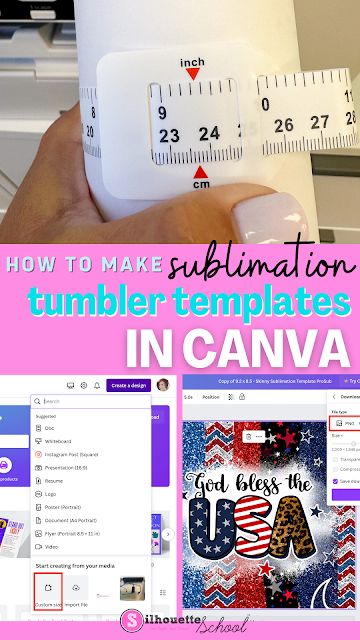 Sublimation Tumbler Template, How To Design Tumbler Wraps, Sublimation How To, Canva Sublimation Designs, Free Tumbler Wrap Sublimation Printable, How To Sublimate, How To Make Sublimation Designs, Cute Tumbler Ideas, Cricut Tumbler Ideas Vinyls