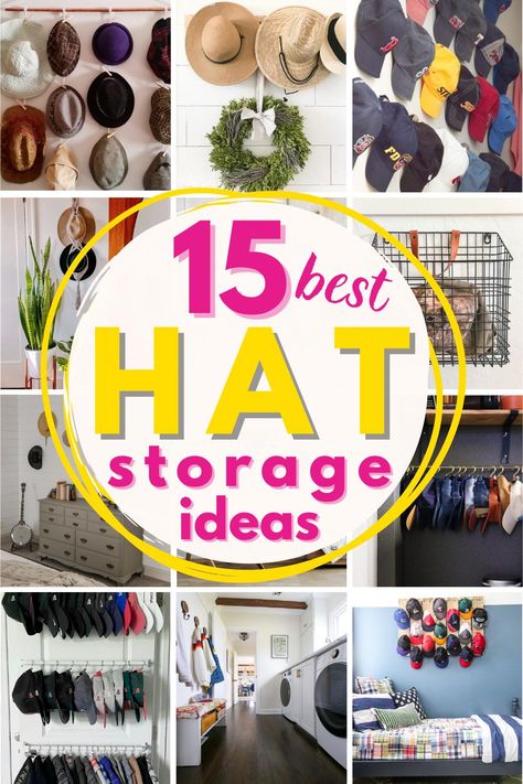 15 Best DIY Hat Storage Ideas To Organize At Home Ways To Store Baseball Caps, Hat Holder Ideas Baseball Caps, How To Hang Baseball Hats, Creative Hat Storage Ideas, Hang Hats In Closet, How To Organize Baseball Hats, How To Organize Hats Baseball Caps, Hat Holders Ideas, Organize Hats In Closet